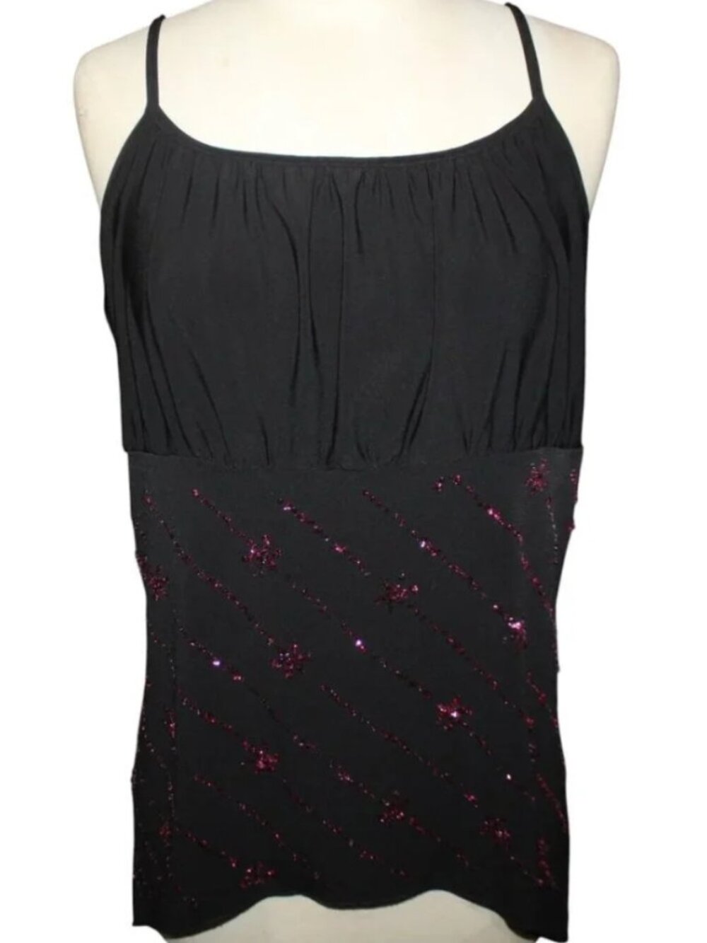 Y2K Babydoll Cami Tank 2X TEENIE WEENIE Asymmetrical Hem Clubwear Top Black
